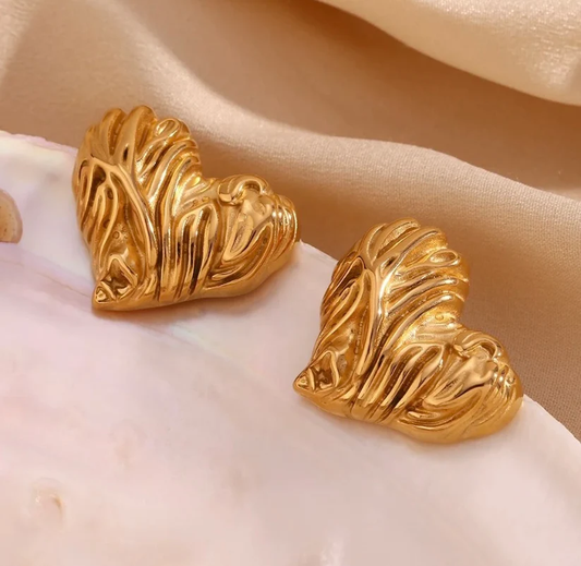 18KT Gold plated Velvet Heart Stud Earrings
