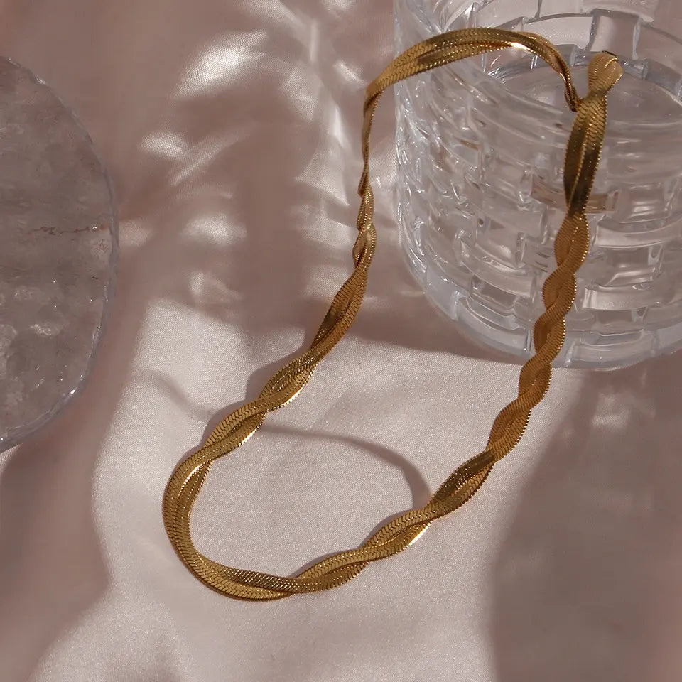 18KT Gold Plated Twisted Silk Necklace - Atulya Jewellers