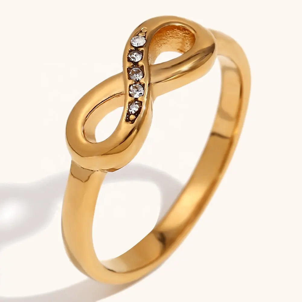 18KT Gold Plated infinity CZ Ring - Atulya Jewellers