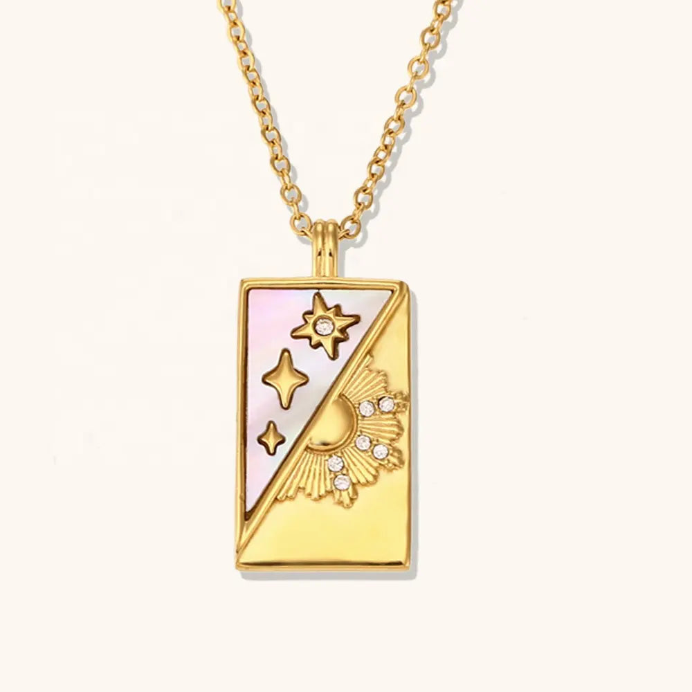 18KT Gold Plated Star Gaze CZ Necklace White - Atulya Jewellers