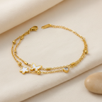 18KT Gold Plated Butterfly Star Layered Bracelet