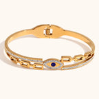 18KT Gold Plated Evana Evil Eye CZ Bangle - Atulya Jewellers