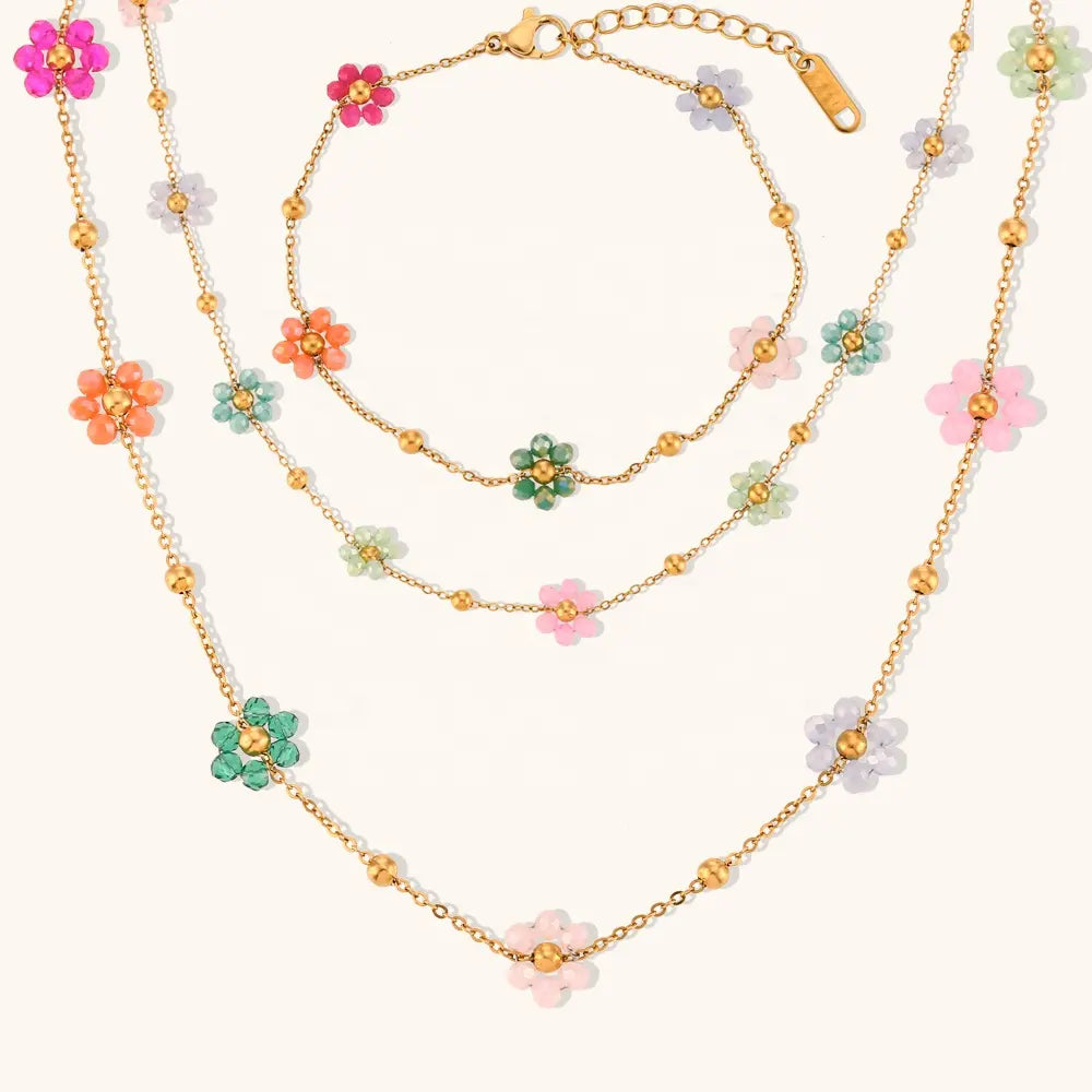 18KT Gold Plated Dainty Bloom Necklace - Atulya Jewellers