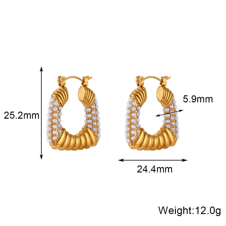 18KT Gold Plated Sara CZ Hoop Earrings