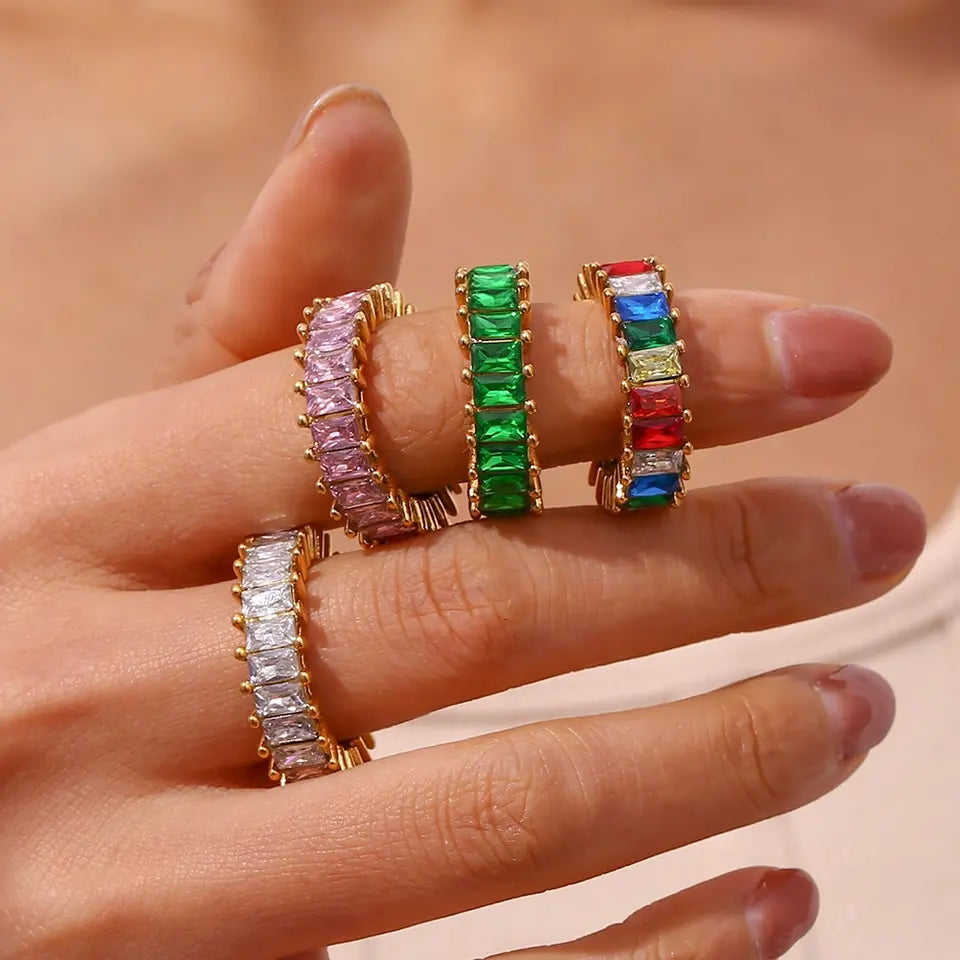 18KT Gold Plated Naira CZ Ring - Atulya Jewellers