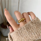 18KT Gold Plated Croissant Ring (Re-sizable) - Atulya Jewellers