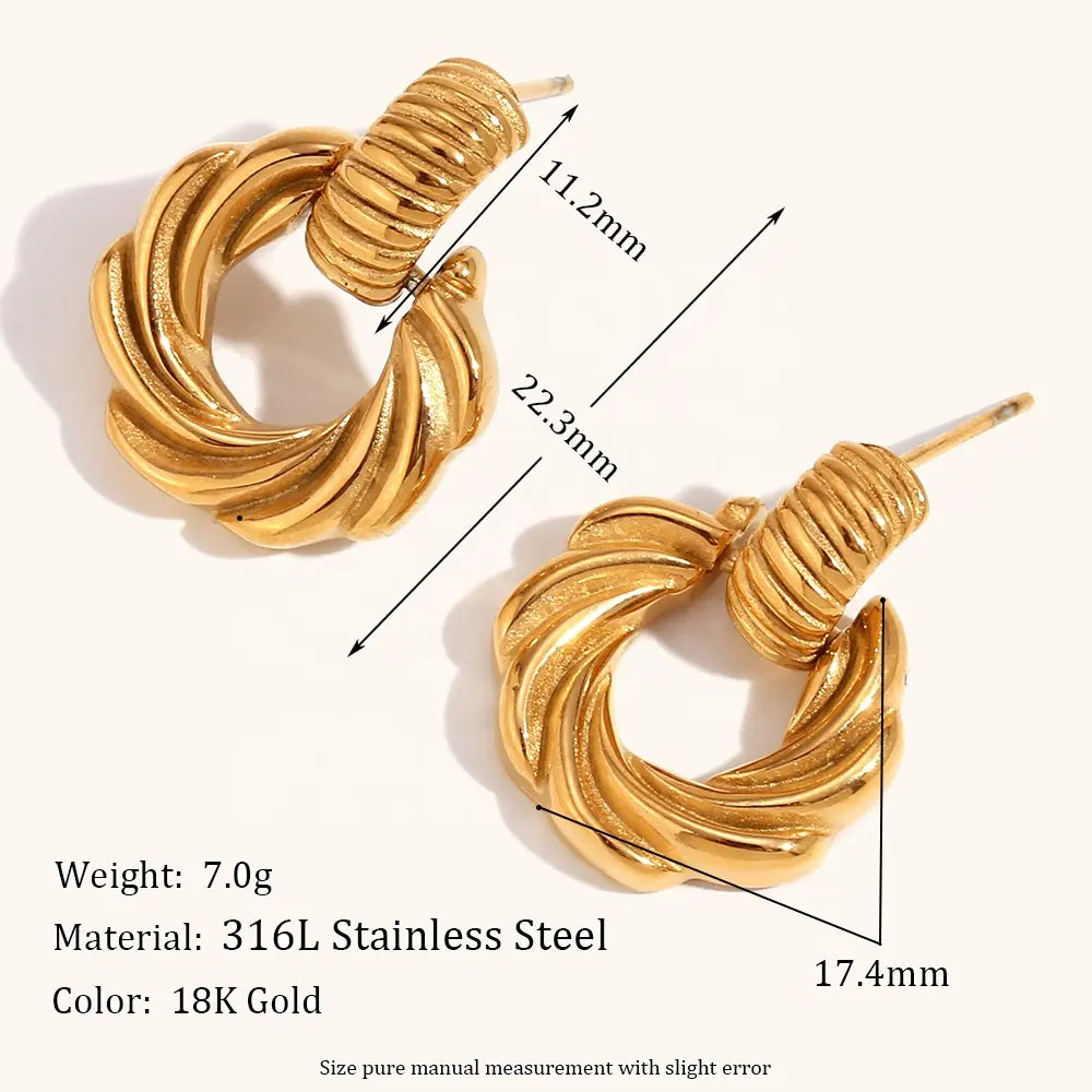 18KT Gold Plated Swirl Dangle Earrings - Atulya Jewellers