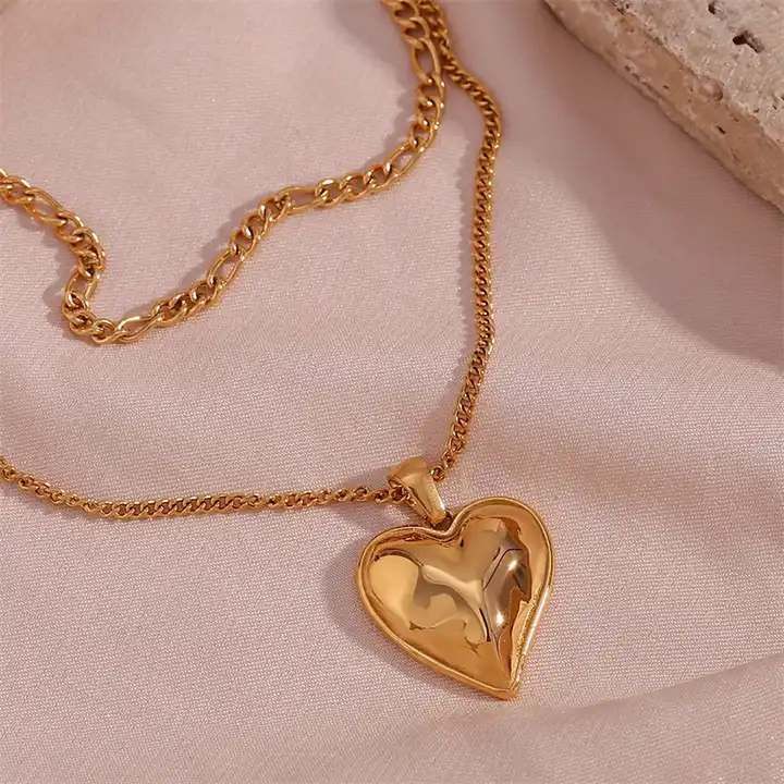 18KT Gold Plated Heart Layered Necklace - Atulya Jewellers