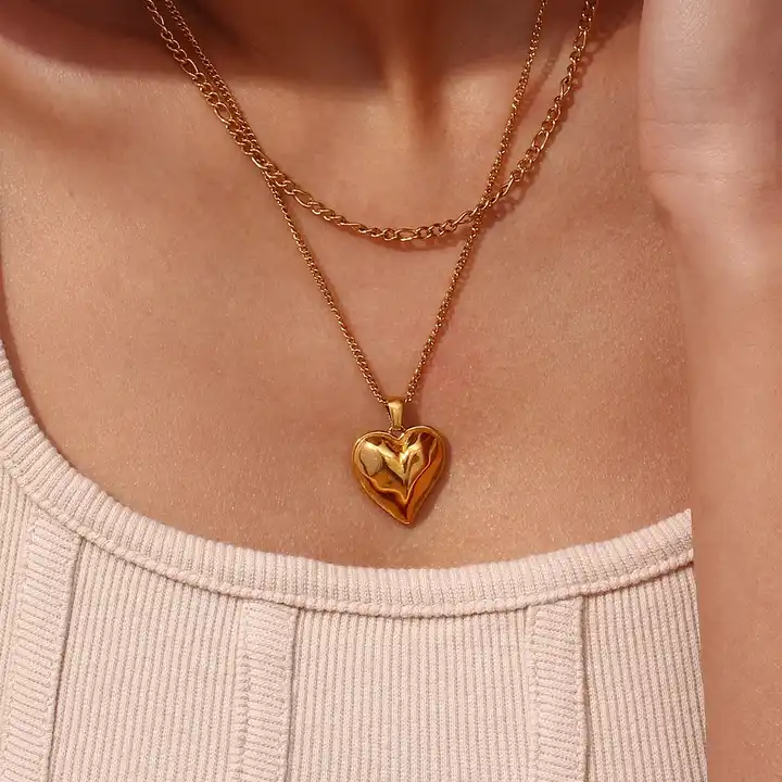 18KT Gold Plated Heart Layered Necklace - Atulya Jewellers