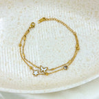 18KT Gold Plated Butterfly Star Layered Bracelet - Atulya Jewellers