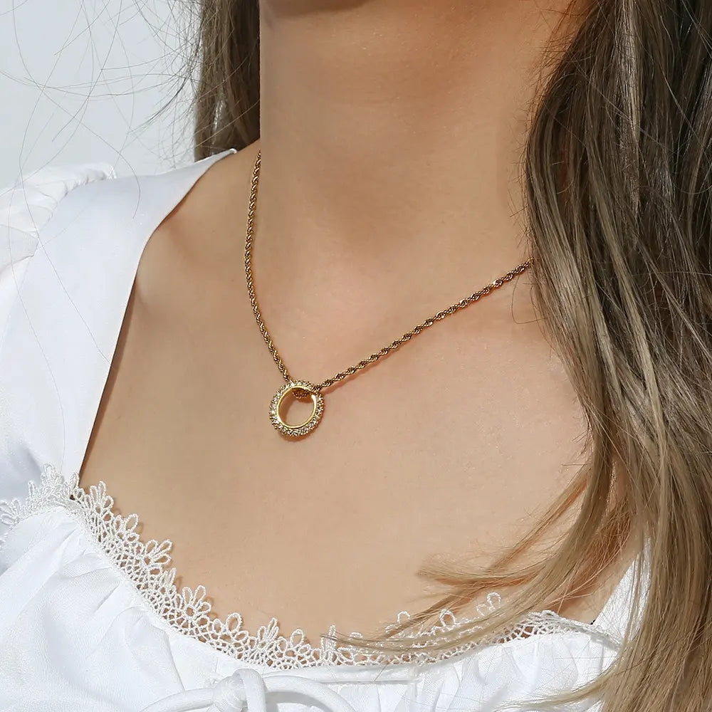 18KT Gold Plated Loop CZ Necklace - Atulya Jewellers