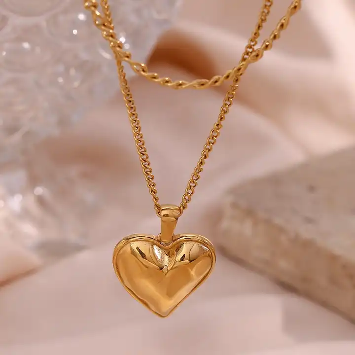 18KT Gold Plated Heart Layered Necklace - Atulya Jewellers