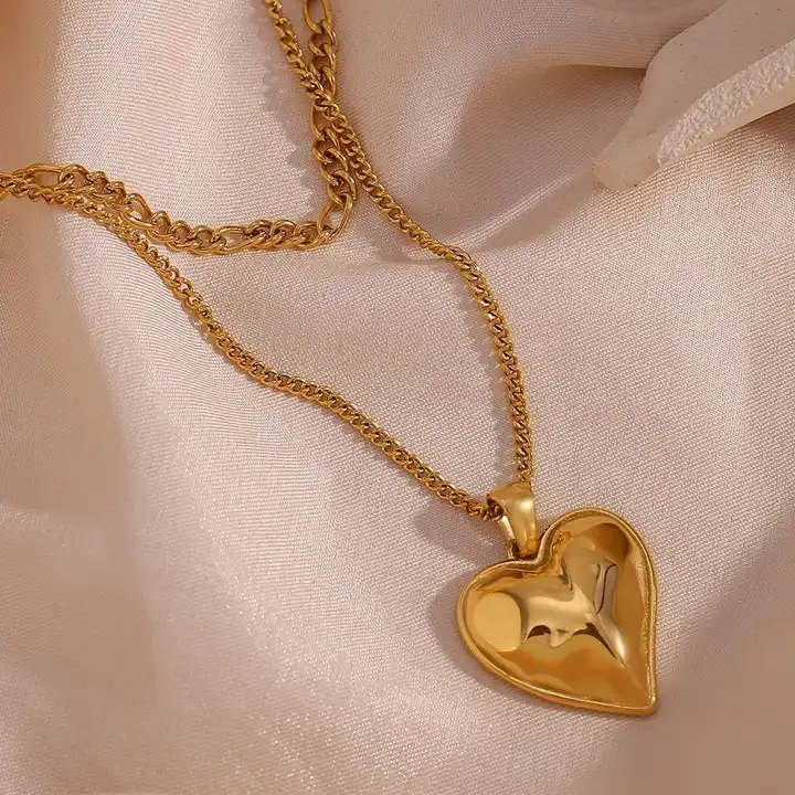 18KT Gold Plated Heart Layered Necklace - Atulya Jewellers