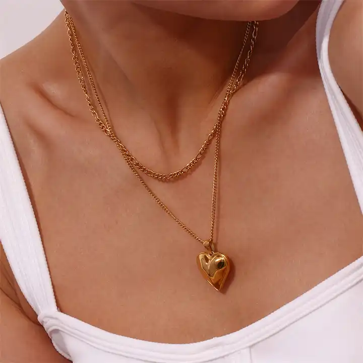 18KT Gold Plated Heart Layered Necklace - Atulya Jewellers