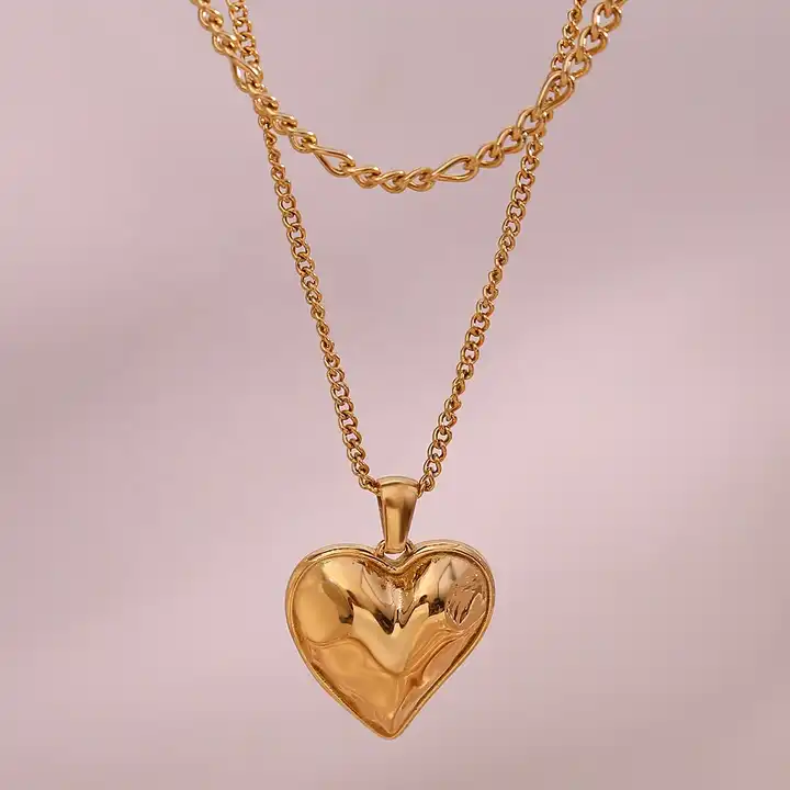 18KT Gold Plated Heart Layered Necklace - Atulya Jewellers
