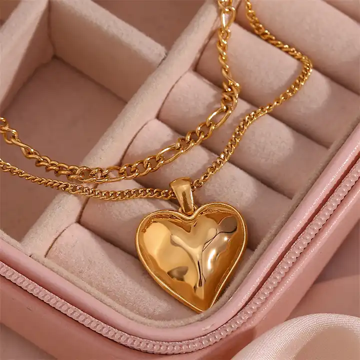 18KT Gold Plated Heart Layered Necklace - Atulya Jewellers