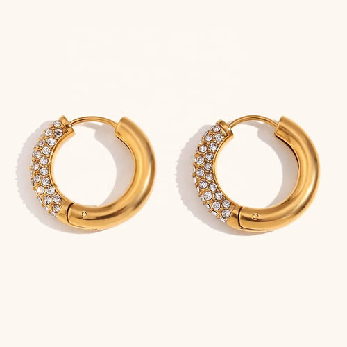 18KT Gold Plated Blink CZ Hoops - Atulya Jewellers