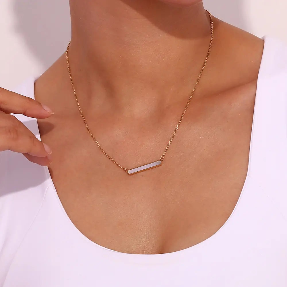 18KT Gold Plated Dainty Bar Necklace - Atulya Jewellers
