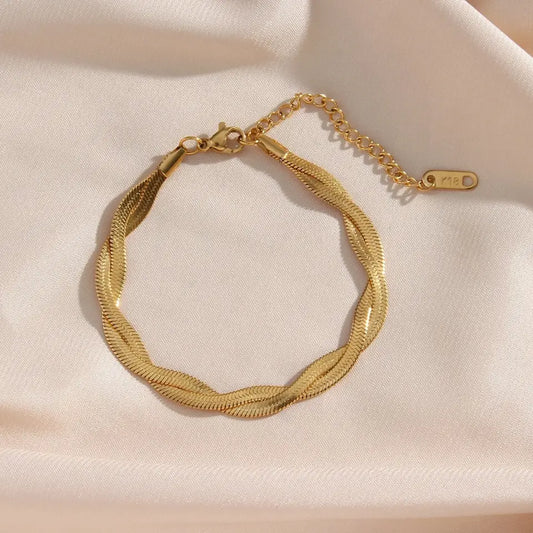 18KT Gold Plated Twisted Silk Bracelet