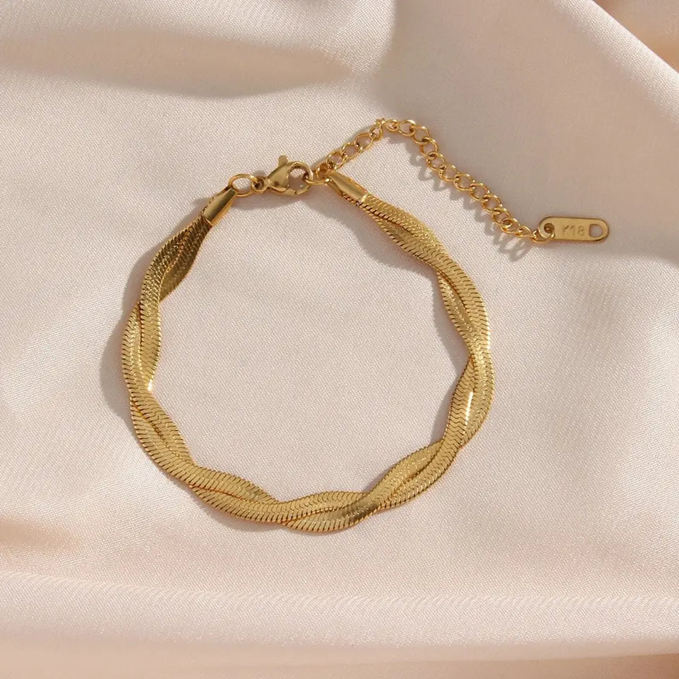 18KT Gold Plated Twisted Silk Bracelet