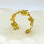 18KT Gold Plated Floral Cuff Bracelet