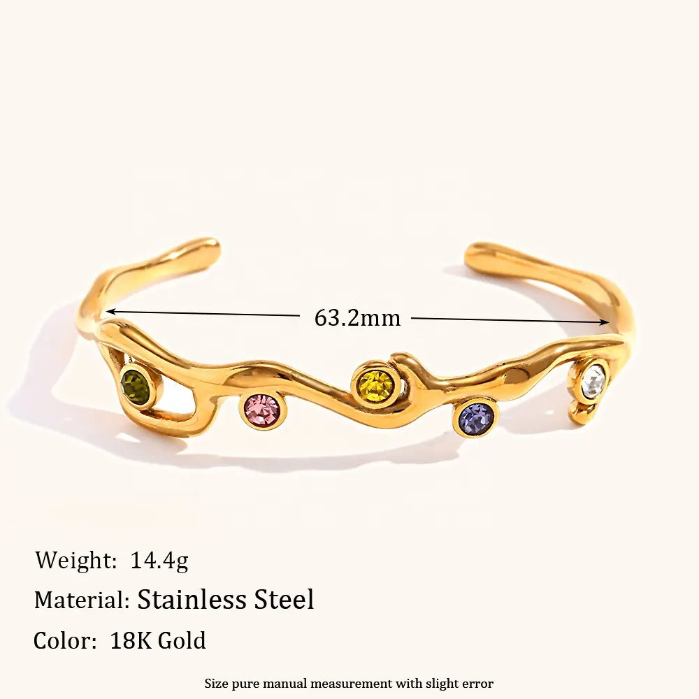 18KT Gold Plated Tree Branch CZ Cuff Bracelet - Atulya Jewellers