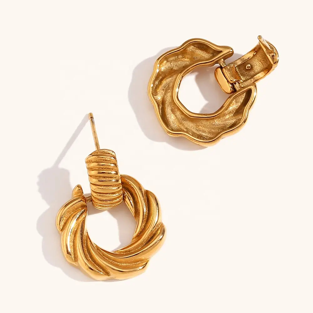 18KT Gold Plated Swirl Dangle Earrings - Atulya Jewellers
