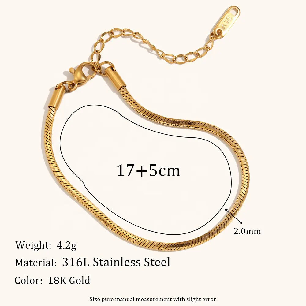 18KT Gold Plated Solid Snake Chain Bracelet - Atulya Jewellers