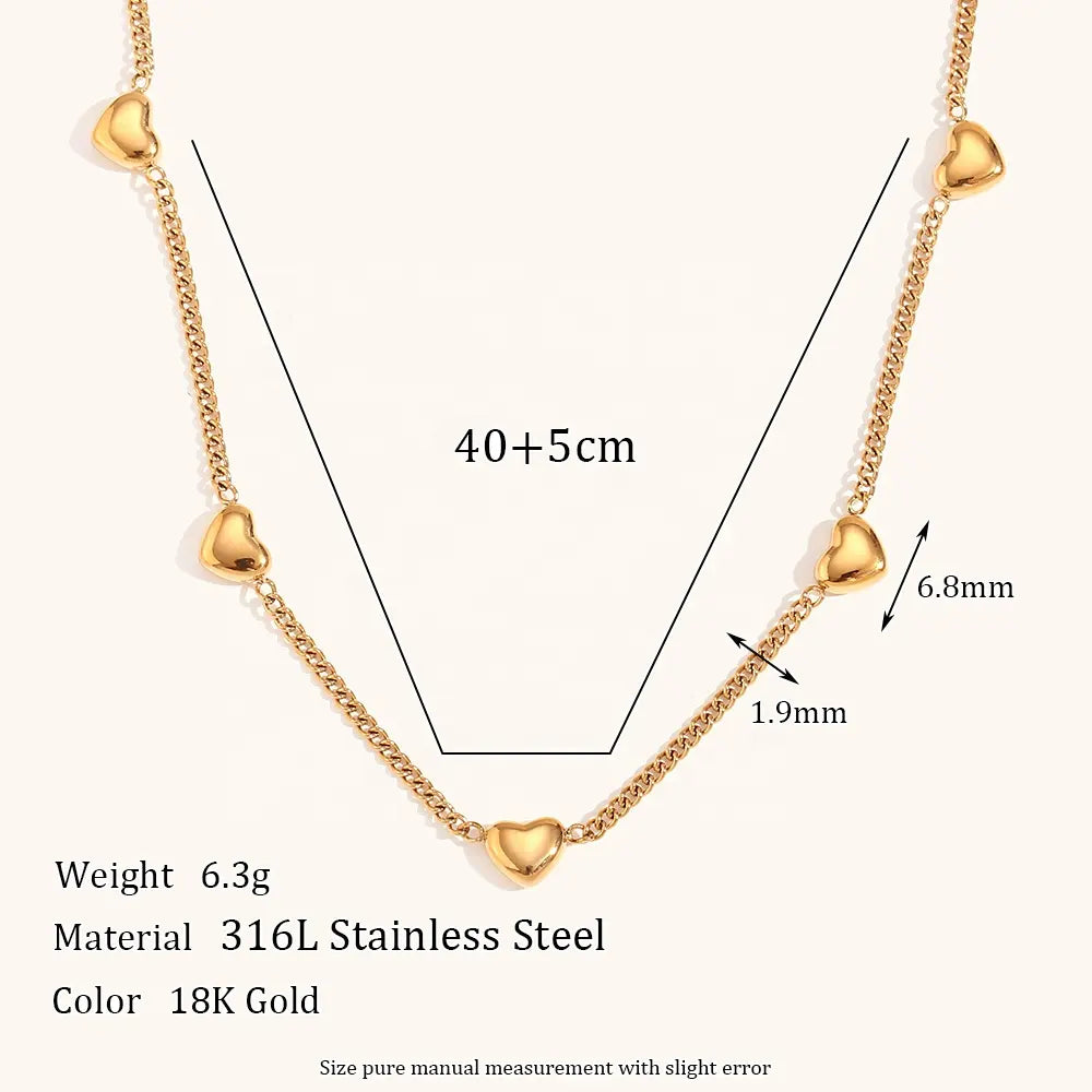 18KT Gold Plated Solid Heart Necklace - Atulya Jewellers