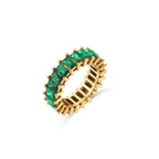 18KT Gold Plated Naira CZ Ring Green - Atulya Jewellers