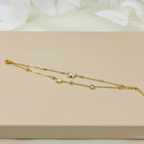 18KT Gold Plated Butterfly Star Layered Bracelet
