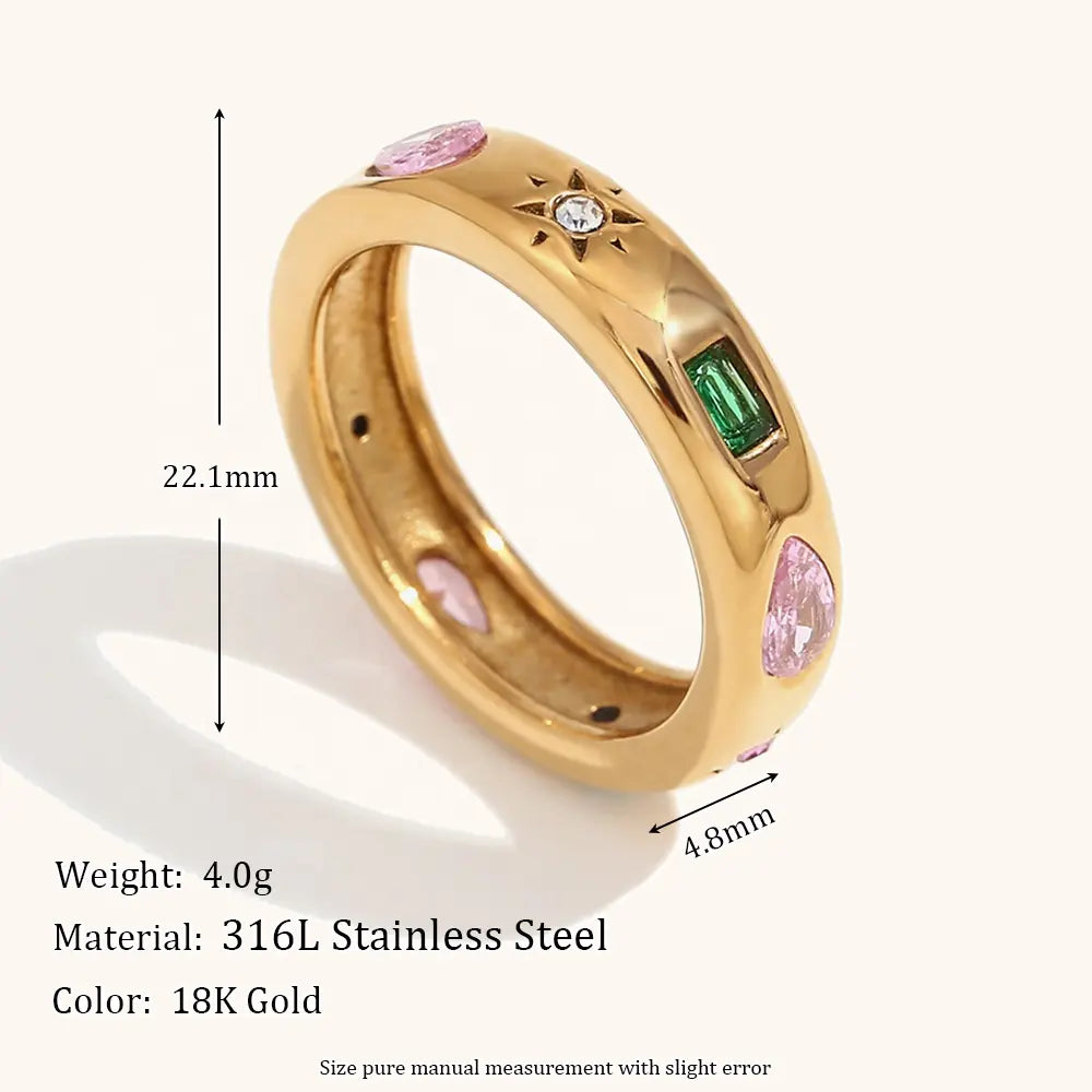 18KT Gold Plated Celestial CZ Ring - Atulya Jewellers