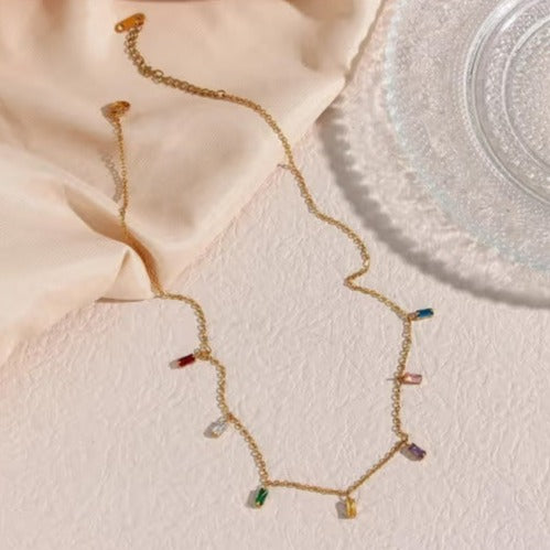 18KT Gold Plated Grace Multicolour Necklace - Atulya Jewellers