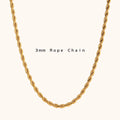 18KT Gold Plated Rope Chain 3mm - Atulya Jewellers