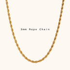 18KT Gold Plated Rope Chain 3mm - Atulya Jewellers