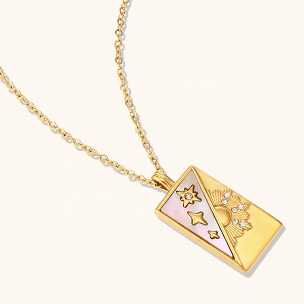 18KT Gold Plated Star Gaze CZ Necklace - Atulya Jewellers
