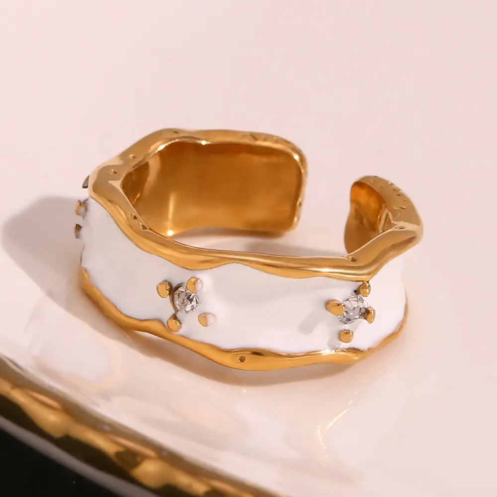 18KT Gold Plated Emily CZ Ring White - Atulya Jewellers