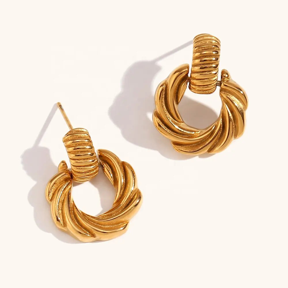 18KT Gold Plated Swirl Dangle Earrings - Atulya Jewellers