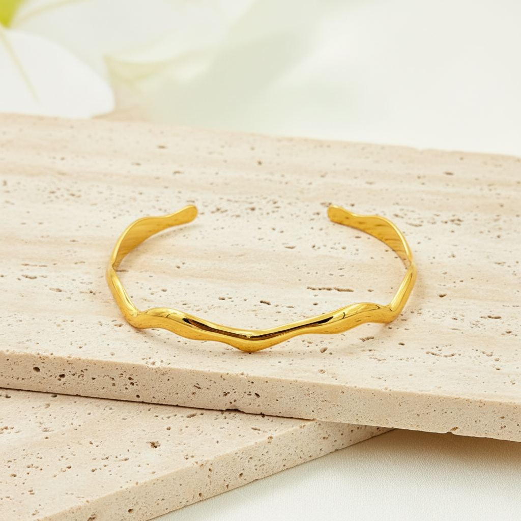 18KT Gold Plated Molora Irregular Cuff Bracelet