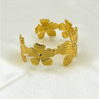 18KT Gold Plated Floral Cuff Bracelet
