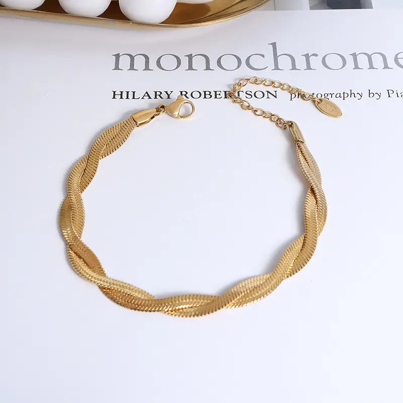 18KT Gold Plated Twisted Silk Bracelet - Atulya Jewellers