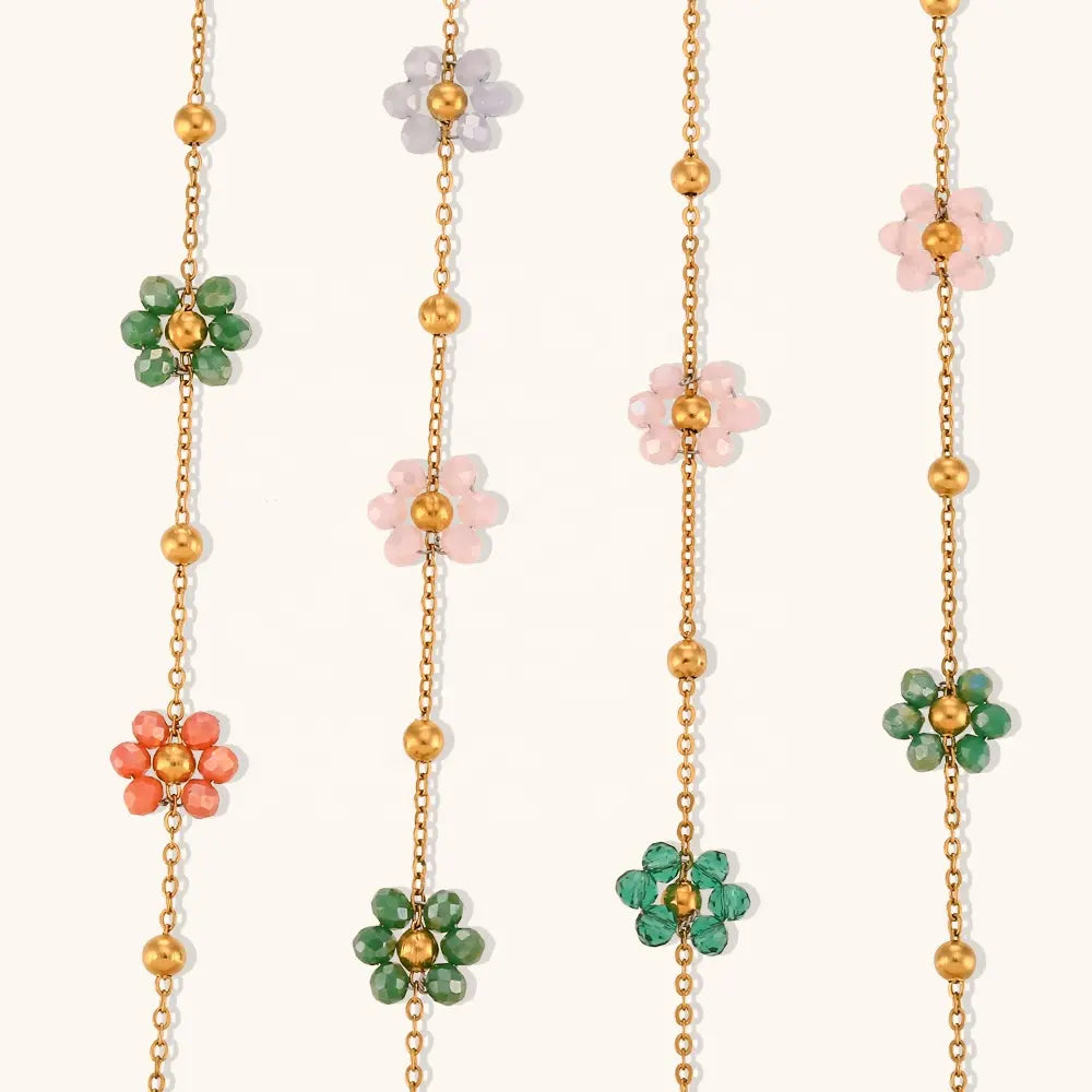 18KT Gold Plated Dainty Bloom Necklace - Atulya Jewellers