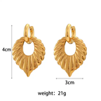 18KT Gold Plated Palm Leaf Drop Earrings - Atulya Jewellers