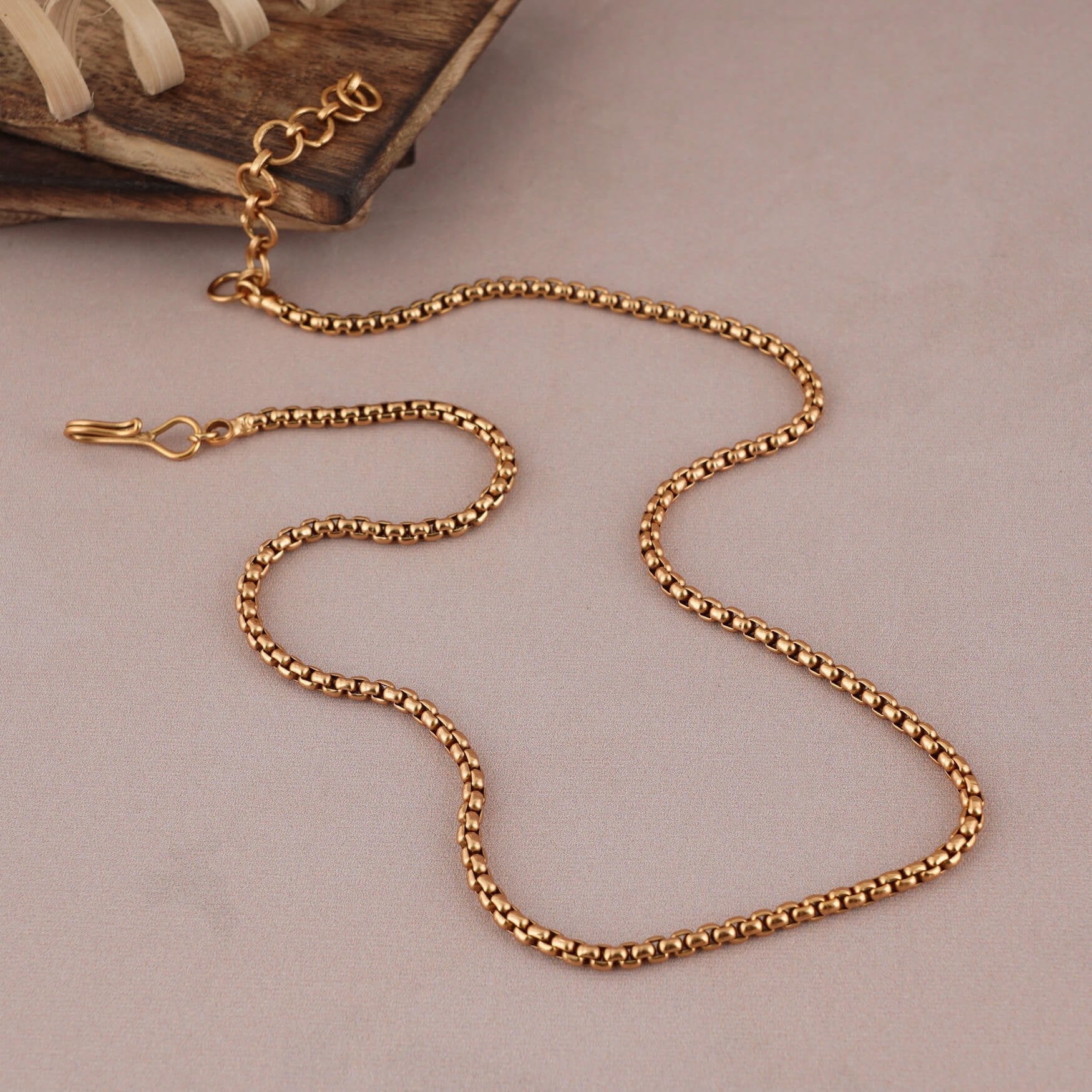 18KT Gold Plated Cube Chain - Atulya Jewellers