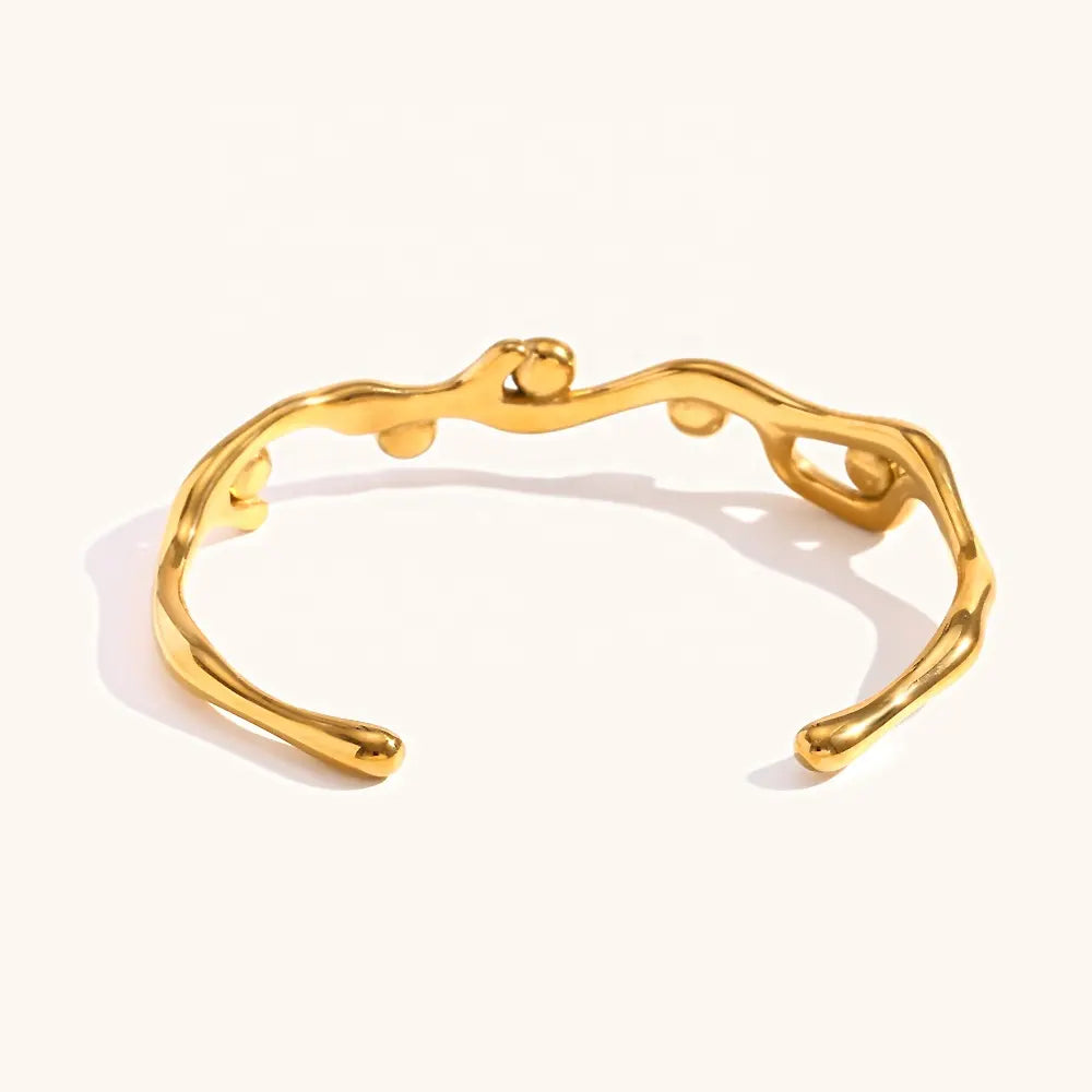 18KT Gold Plated Tree Branch CZ Cuff Bracelet - Atulya Jewellers