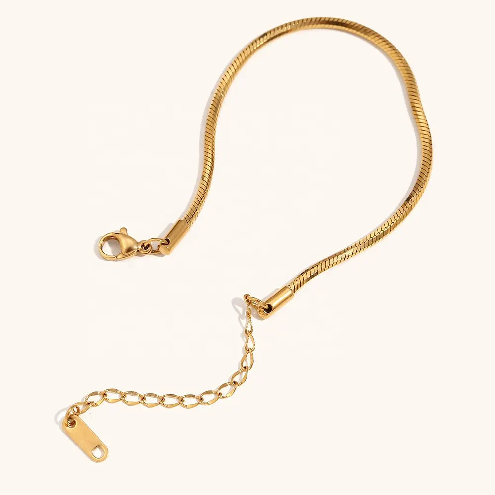 18KT Gold Plated Solid Snake Chain Bracelet - Atulya Jewellers