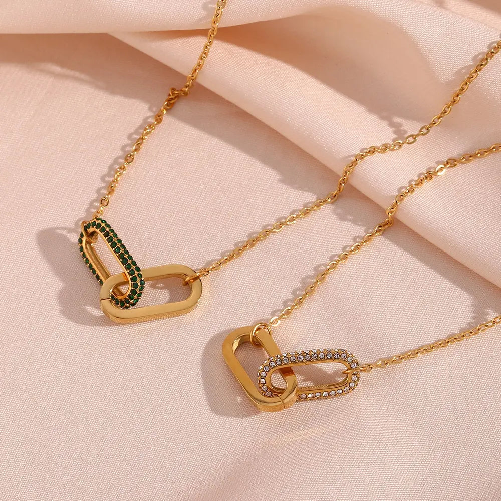 18KT Gold Plated Loop-Lock CZ Necklace - Atulya Jewellers