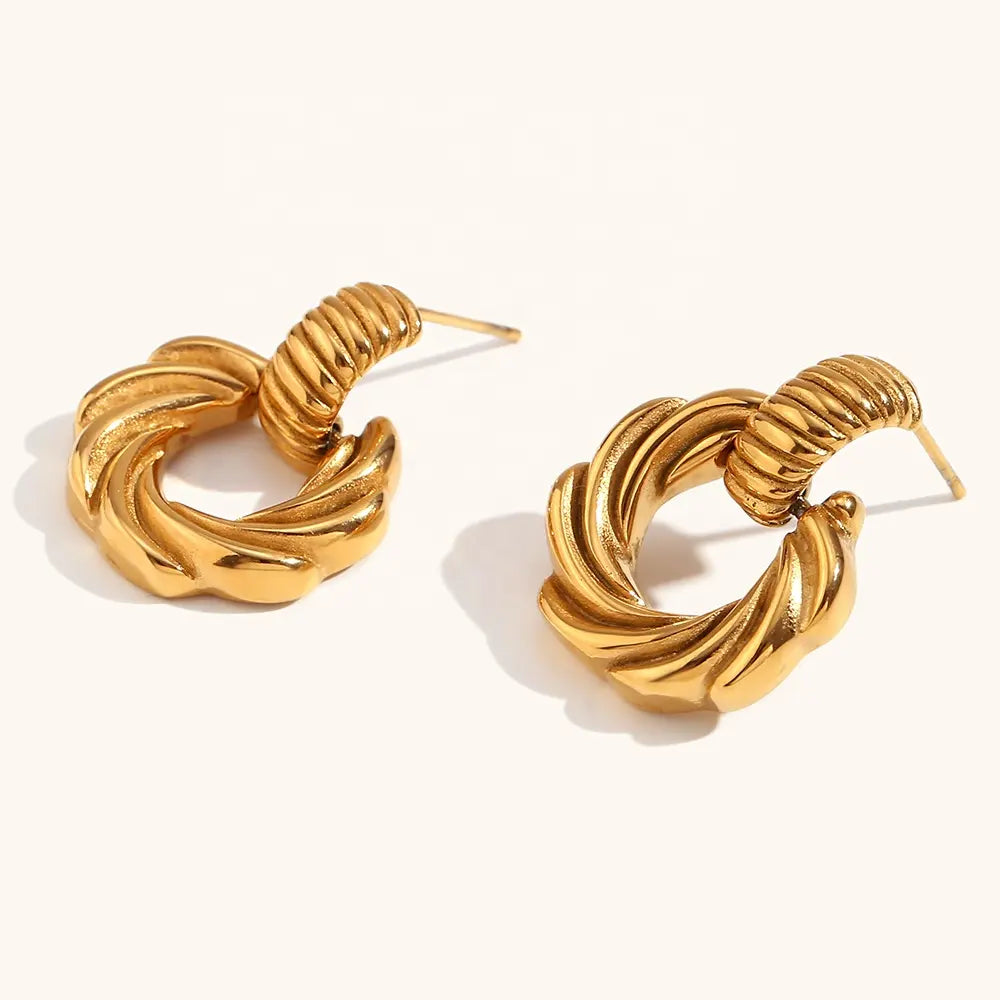 18KT Gold Plated Swirl Dangle Earrings - Atulya Jewellers