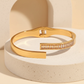 18KT Gold Plated White Baguette Cuff Bangle