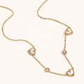 18KT Gold Plated Pearl Heart CZ Necklace - Atulya Jewellers